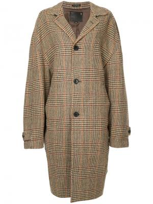 Checked coat R13. Цвет: коричневый