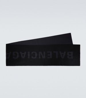Шерстяной шарф с логотипом , черный Balenciaga