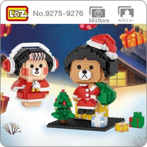Мир животных Рождественский медведь 2 шт. пальто Санта-Клауса подарки на дерево DIY мини-бриллиантовые блоки кирпичи строительные игрушки для детей без коробки LOZ