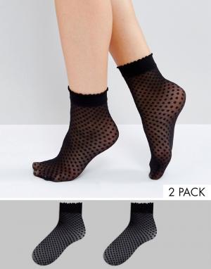 Набор из 2 пар носков в горошек New Look. Цвет: черный
