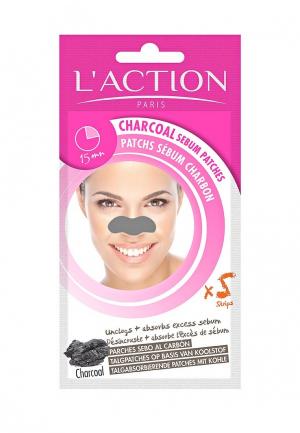 Патчи для носа LAction L'Action удаления жирного блеска с лица Charcoal Sebum Patch