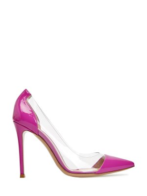 Комбинированные туфли Plexi из лакированной кожи GIANVITO ROSSI. Цвет: розовый