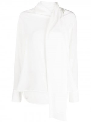 Блузка асимметричного кроя с драпировкой SPORTMAX. Цвет: белый