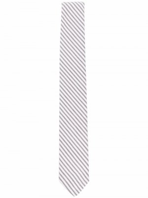 Полосатый галстук из сирсакера Thom Browne Kids. Цвет: серый