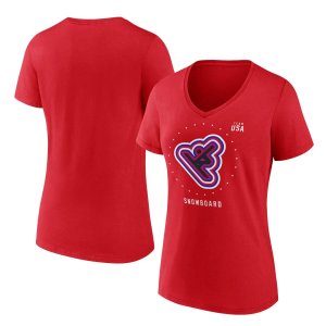 Женская красная футболка с v-образным вырезом и логотипом сборной США по сноуборду Fanatics