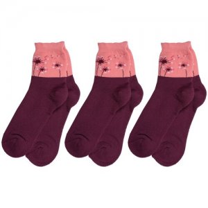 Комплект из 3 пар детских махровых носков Гамма бордовые, размер 22-24. Цвет: бордовый