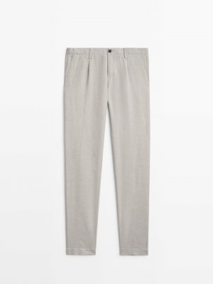 Оксфордские брюки-чиносы свободного кроя из окрашенной нити , серый Massimo Dutti