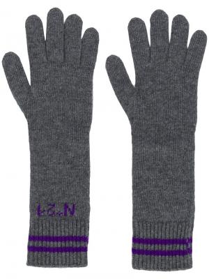 Long logo gloves Nº21. Цвет: серый