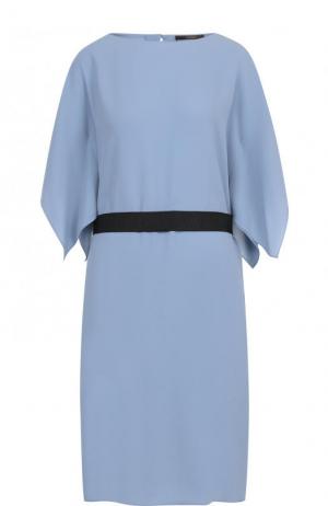 Однотонное платье-миди с контрастным поясом Windsor. Цвет: голубой