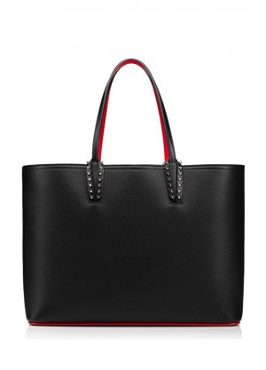 Маленькая черная женская кожаная сумка-шоппер cabata Christian Louboutin