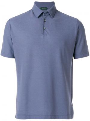 Рубашка-поло с короткими рукавами Zanone. Цвет: синий