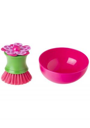 Щетка для мытья посуды на подставке LOLAFLOR VIGAR. Цвет: розовый (розовый, зеленый)