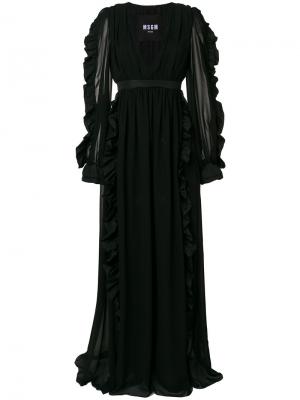 Вечернее платье с оборками MSGM. Цвет: чёрный