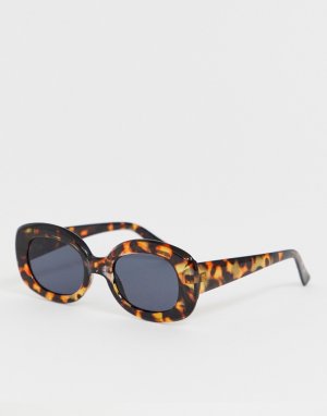 Овальные солнцезащитные очки в черепаховой оправе Jeepers Peepers. Цвет: коричневый