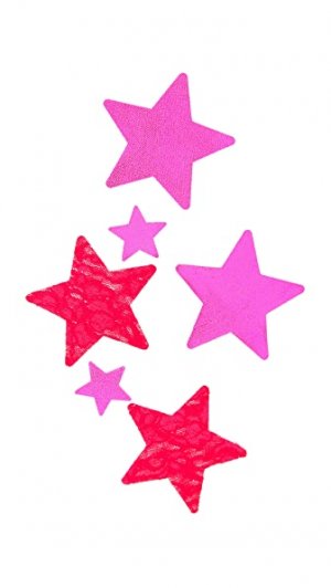 Кружевные наклейки на соски Love в виде звезд Bristols 6. Цвет: розовый
