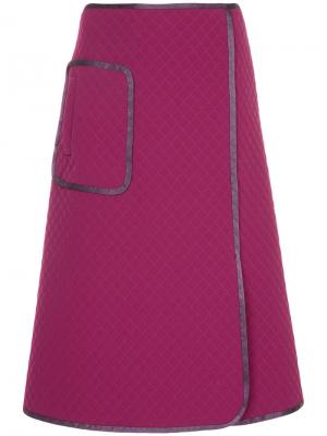Стеганая юбка А-образного силуэта Astraet. Цвет: розовый и фиолетовый