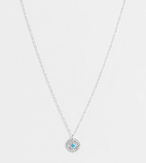 Ожерелье из стерлингового серебра с подвеской в виде монеты бирюзового цвета -Серебристый Kingsley Ryan