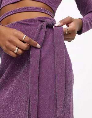 Пурпурная мини-юбка с завязками по бокам блестками Pieces Petite