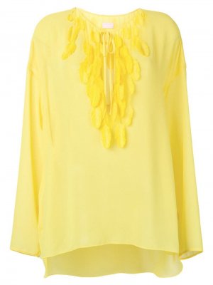 Блузка с кисточками Giamba. Цвет: желтый