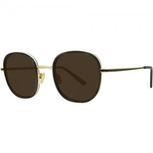 Солнцезащитные очки , панто, оправа: металл, поляризационные, для женщин, золотой Cosmopolitan. Цвет: коричневый