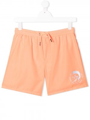 Плавки-шорты с логотипом Diesel Kids. Цвет: оранжевый