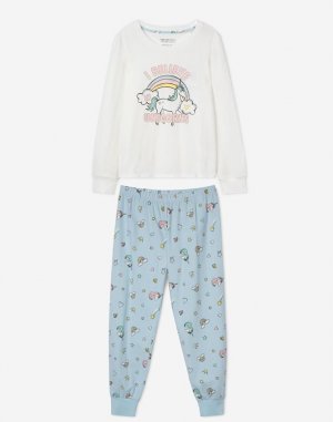 Трикотажная пижама с единорогом для девочки Gloria Jeans. Цвет: разноцветный