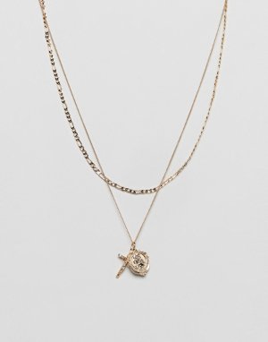 Золотистое ярусное ожерелье -Золотой Chained & Able