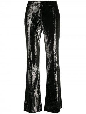 Расклешенные брюки из ткани ламе Moschino. Цвет: черный