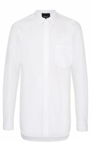 Хлопковая рубашка асимметричного кроя 3.1 Phillip Lim. Цвет: белый