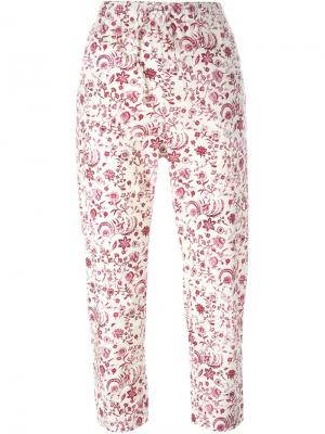 Укороченные брюки с цветочным принтом Wunderkind. Цвет: белый