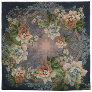 Платок ,115х115 см, пыльная роза, розовый Павловопосадская платочная мануфактура. Цвет: зеленый/фиолетовый/пыльная роза/розовый
