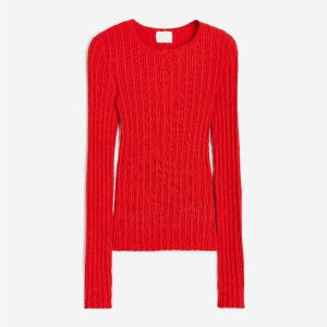 Лонгслив Rib-knit, красный H&M