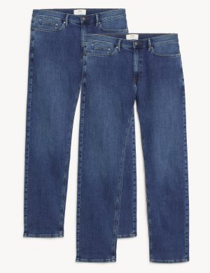2 пары эластичных джинсов прямого кроя Marks & Spencer