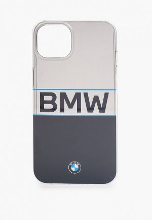 Чехол для iPhone BMW 13, Signature PC/TPU Horizontal Big logo Hard Transp Black. Цвет: серый