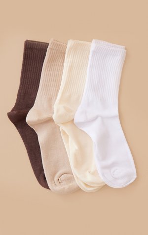 Пастельные носки шоколадного цвета, 4 пары носков PrettyLittleThing