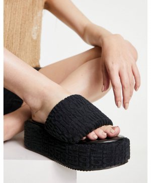 Черные махровые сандалии на платформе ASOS Weekend Collective DESIGN