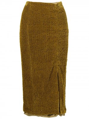 Фактурная юбка-карандаш со сборками Muller Of Yoshiokubo. Цвет: желтый