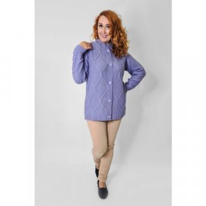 Пиджак , средней длины, силуэт свободный, трикотажный, размер 50, фиолетовый Злата. Цвет: фиолетовый