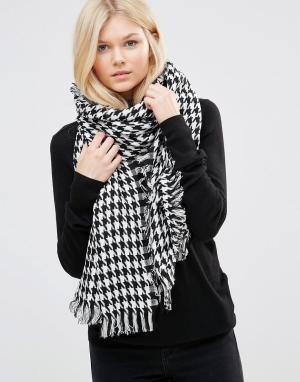 Oversize-шарф с узором гусиная лапка 7X. Цвет: черный