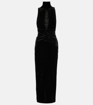 Бархатное платье со сборками и вырезами , черный Alessandra Rich