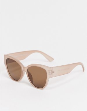 Прямоугольные солнцезащитные очки светло-коричневого цвета в стиле «кошачий глаз» -Коричневый цвет New Look