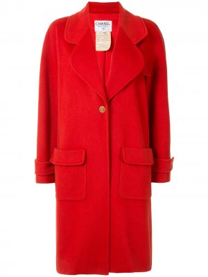 Кашемировое однобортное пальто 1994-го года Chanel Pre-Owned. Цвет: красный