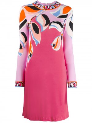 Платье с длинными рукавами и цветочным принтом Emilio Pucci. Цвет: розовый