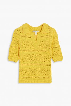 Хлопковый свитер-поло вязки пуантелле , желтый Cotton By Autumn Cashmere