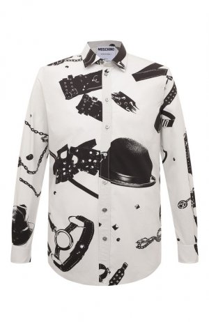 Хлопковая рубашка Moschino. Цвет: чёрно-белый