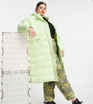 Длинное дутое oversized-пальто пастельного оттенка -Зеленый цвет Native Youth Plus