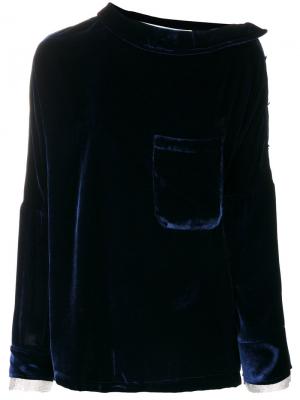 Блузка с карманом на груди Aviù. Цвет: синий