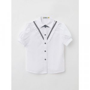 Школьная блуза , размер 128/64, белый, синий SMENA. Цвет: белый/синий