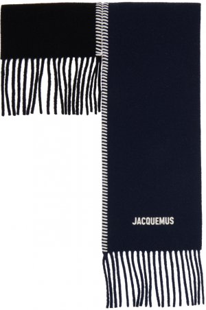 Черно-темно-синий шарф Le Raphia 'L'Echarpe Pampero' Jacquemus