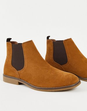 Светло-коричневые ботинки челси из искусственной замши -Коричневый цвет Topman